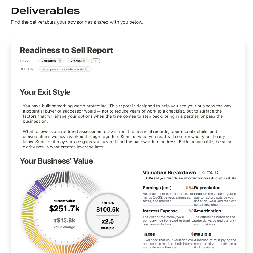 deliverable in a collaborator interface
