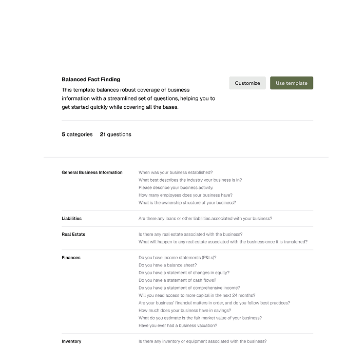 fact finding template